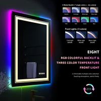 LUVODI Rectangle RGB LED Bath Mirror Wall Mounted Waterproof Demist Vanity Makeup Mirror with Multicolor Lights 2