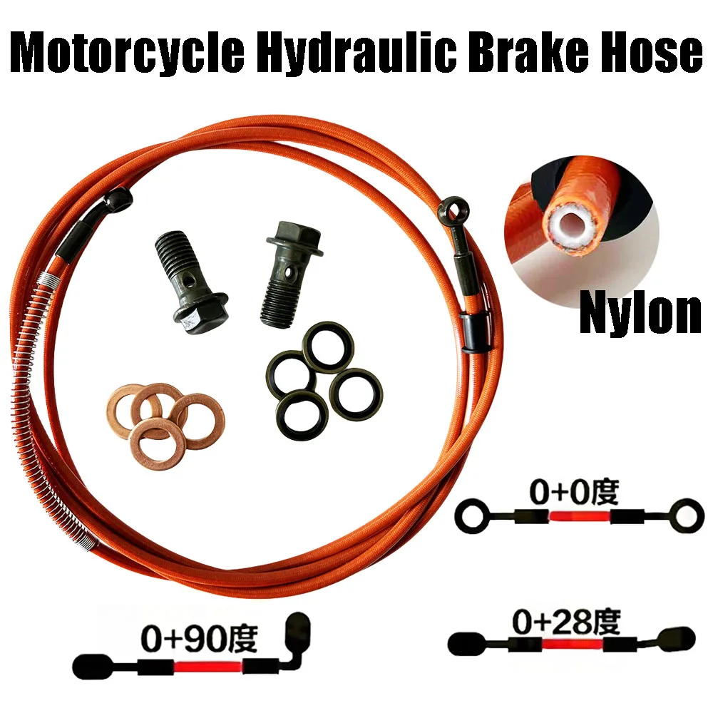 

100mm-5000mm Motorcycle Dirt Bike Braided Line0~28~90 Degree Steel Brake Hose Cable Hydraulic M10X1.0 or M10X1.25 Banjo Pipe