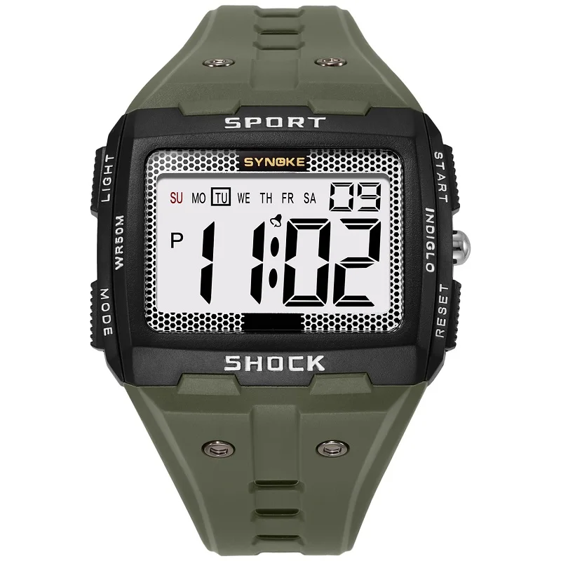 SYNOKE Big Numbers Digitaluhr in voller Größe, leicht ablesbar, 5 ATM wasserdicht, elektronische Armbanduhr, Countdown-Uhr, Reloj Hombre