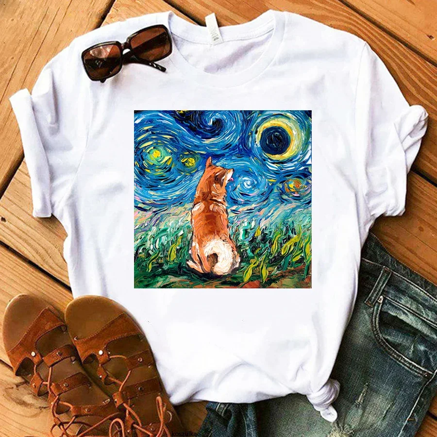 Shiba Inu T-Shirt Estate Donna Stampata Anime Magliette Streetwear Estetica Harajuku Kawaii Hip Hop Casual Maglietta Femminile