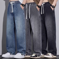 Vêtements pour hommes pantalons à jambes larges Baggy jean Streetwear droit mode Denim pantalon Y2k Vintage lavé taille élastique homme pantalon 1