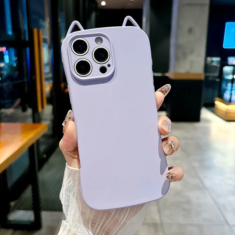Adorable 3D Ears Clear Phone Case with Cartoon Rilakkuma Pendant TPU Cover