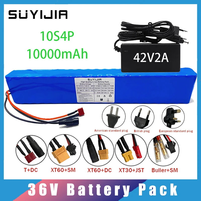 

36V 10000mah 10S4P Battery Pack 10AH 18650 Rechargeable Lithium LI-ION Battery Pack Large Capacity for Electric Bicycle E-bike