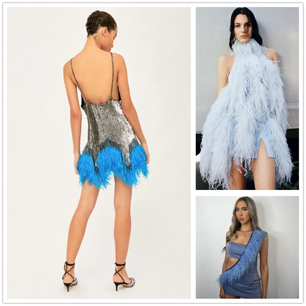 Custom-Made 6ply Ostrich Feather Boa Scarf Wedding Dress Party Clothing Sewing Plume Decoration Shawl Ostrich Boa 0.5-3M