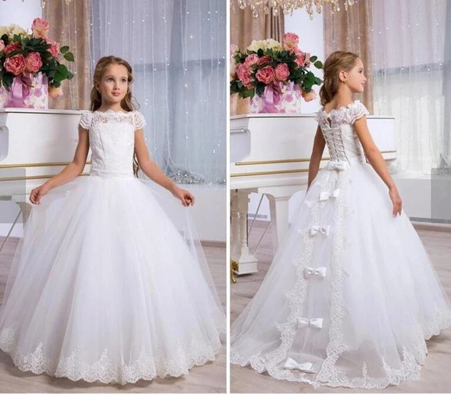 

Lace Tulle Kids Flower Girl Dresses for Wedding Birthday Pageant Princess Gown First Communion Nina Las Flores