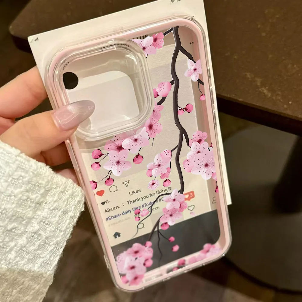 ตัวเลือกสินค้า เคส TPU นิ่มใสลายดอกไม้ 2 in 1 สำหรับ iPhone 11-17 Pro Max 13-15 14 12 17 Air