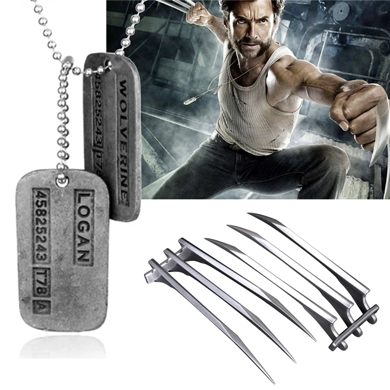 Anime Wolverine Military Card Necklace Wolf Claws X-Men Superhero Wolverine Cosplay Accessory Sets Halloween Party Cosplay Props cosplay necklace