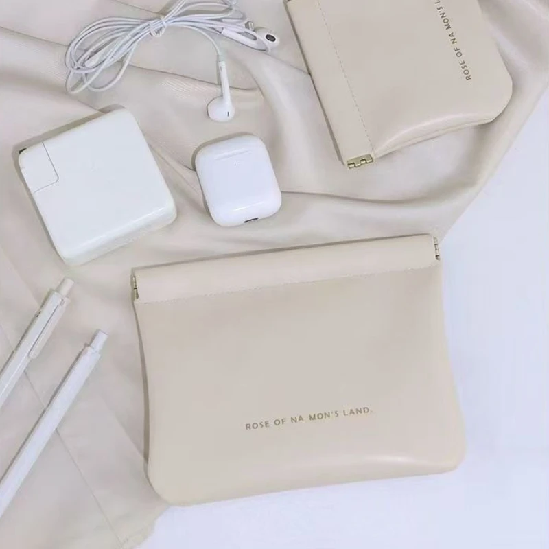 Compact PU Leather Snap Closure Pouch for Tech Accessories and Travel Essentials
