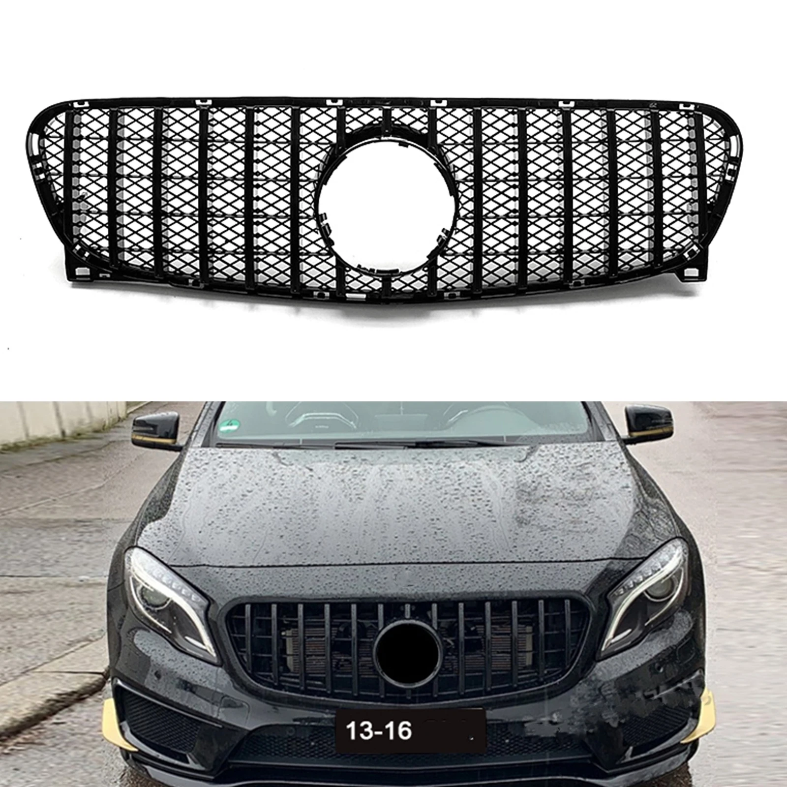 Calandre Avant de Voiture Noire/Argentée, Grille de Pare-Choc