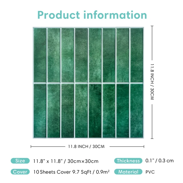 1/10pcsDecorative 3D Tile Sticker Self-adhesive 3D Wall Panel Peel and Stick Tile Backsplash Kitchen Waterproof Wall Sticker 6