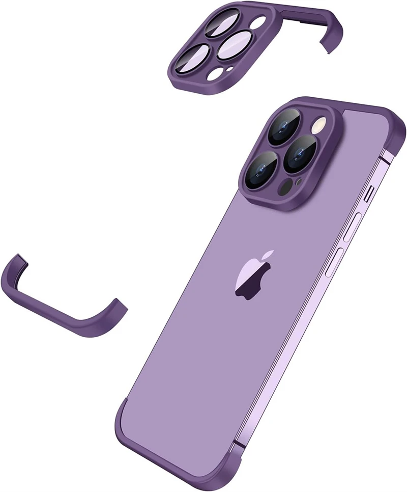 Sleek Orange Frameless Corner Case with Camera Lens Protector