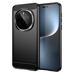 Shockproof Silicone Carbon Fiber Back Cover with Brushed Texture for Magic7 Pro (Black)