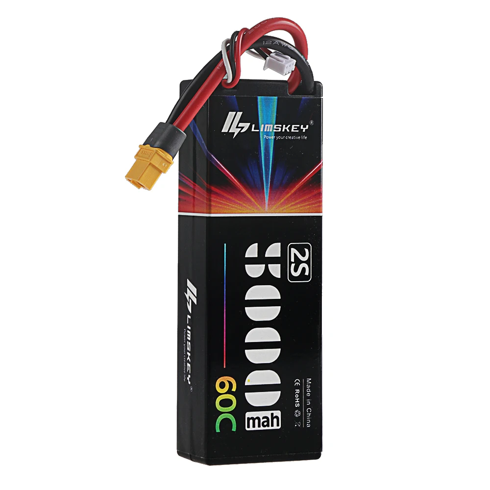 Batterie Lipo 2S 7.4V 5000mAh 60C XT60/T pour Voiture RC Drone