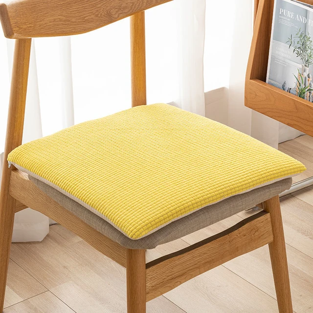 1pc Solid Color Square Chair Cushion, Modern Polyester Seat Pad