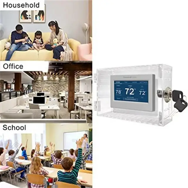 Termosztátvédő Átlátszó Termosztátrétegek Kulcsokkal Az Egész Termosztát -Eset Védelmi Őrének Otthoni Iskolájához - Image 3