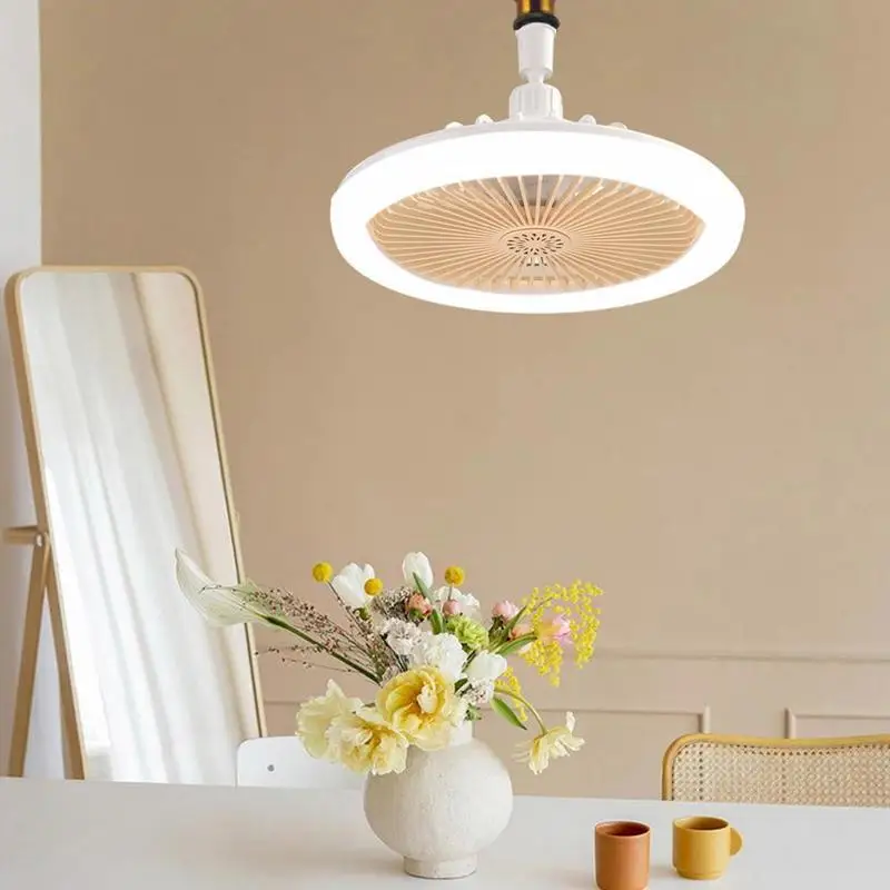 

30w Ceiling Fan With Lighting Lamp E27 Converter Base With Remote Control Invisible Blades Retractable Silent For Bedroom Living