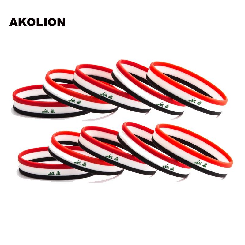 10pcs a Lot Syria Flag Silicone Rubber Bracelets Sports Wrist Band Bangle for Women Men 10pcs FB-0003 5