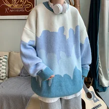 

Winter Men's Jumpers Ins Harajuku O Neck Knitted Sweater Street Loose Lazy Couples Jumper Pullover Men Vintage Sweaters for Men