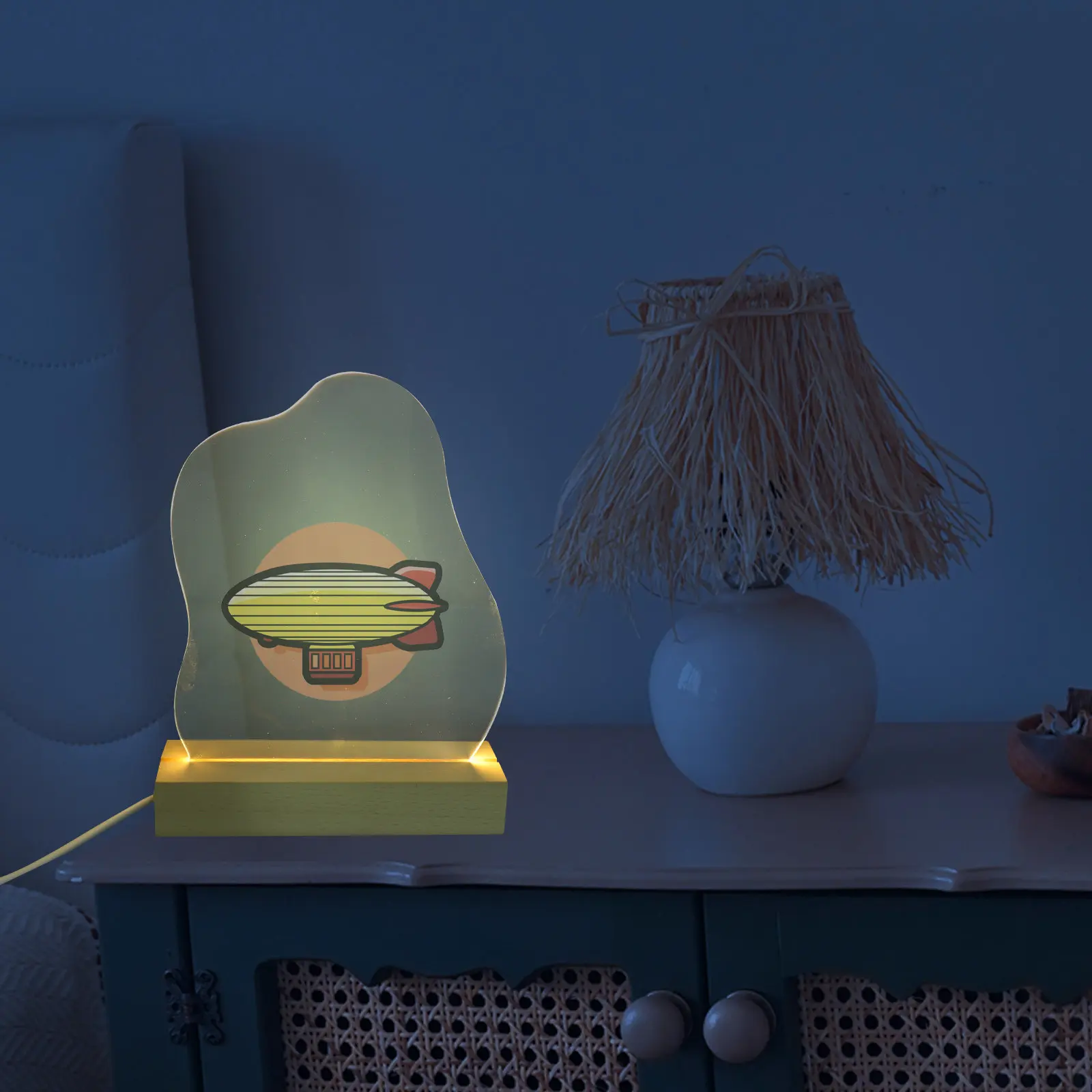 LED 아크릴 드라이 이레이저 보드, 따뜻한 야간 조명 기능, 물결무늬 표면, 침실/학습용 데스크탑 메모/메시지 보드