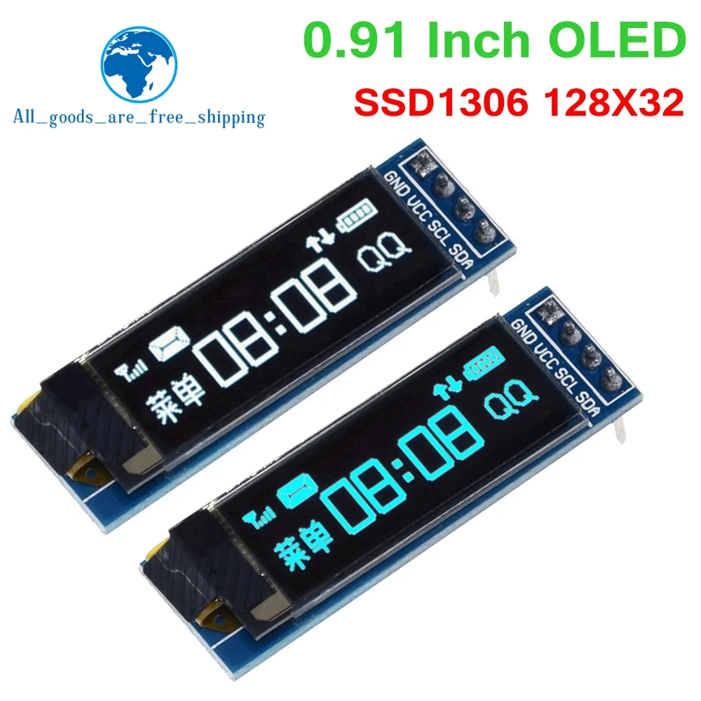 0.91 inch OLED Module White/Blue OLED 128X32 OLED LCD LED Display Module 0.91" IIC Communicate For Arduino ROHS Certification