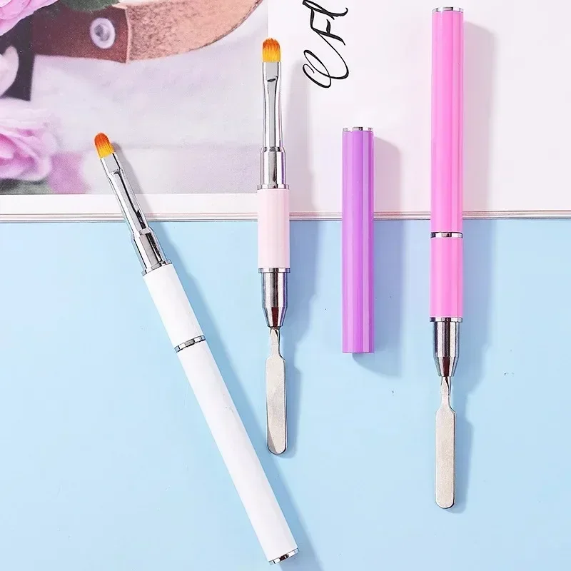 Dual Ended Nail Art Brush Acrylic UV Gel Extension Flower Drawing Pen UV Gel Remover Spatula Stick Manicure Accessories Tool 3