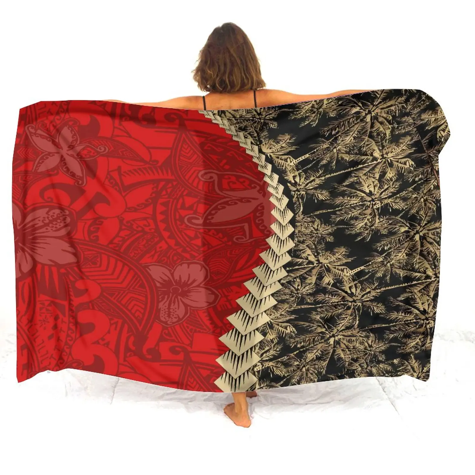 Summer Floral Design Seaside Party Bikini Antiscivolo Scialle Sarong Lady Sarong Personalizzato Polinesiano Retrò Tribale Etnico