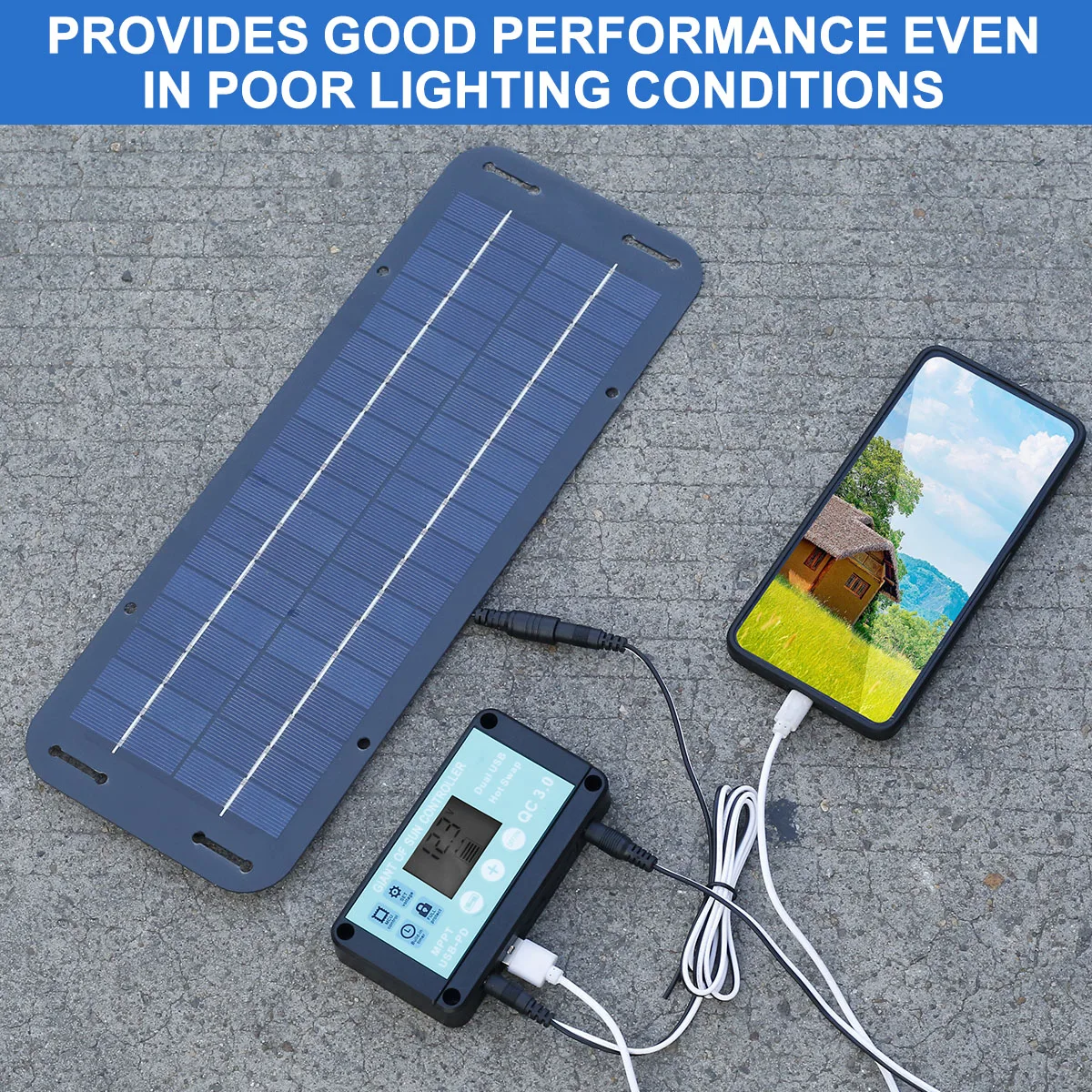 ソーラーパネルキット コントローラー付き 30A+12V バッテリー電源充電