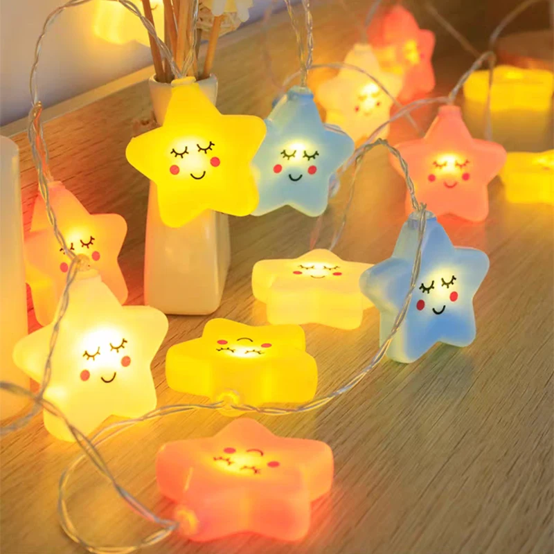 Star Garland LED String Lights - USB/Battery Powered for Indoor & Outdoor Decor