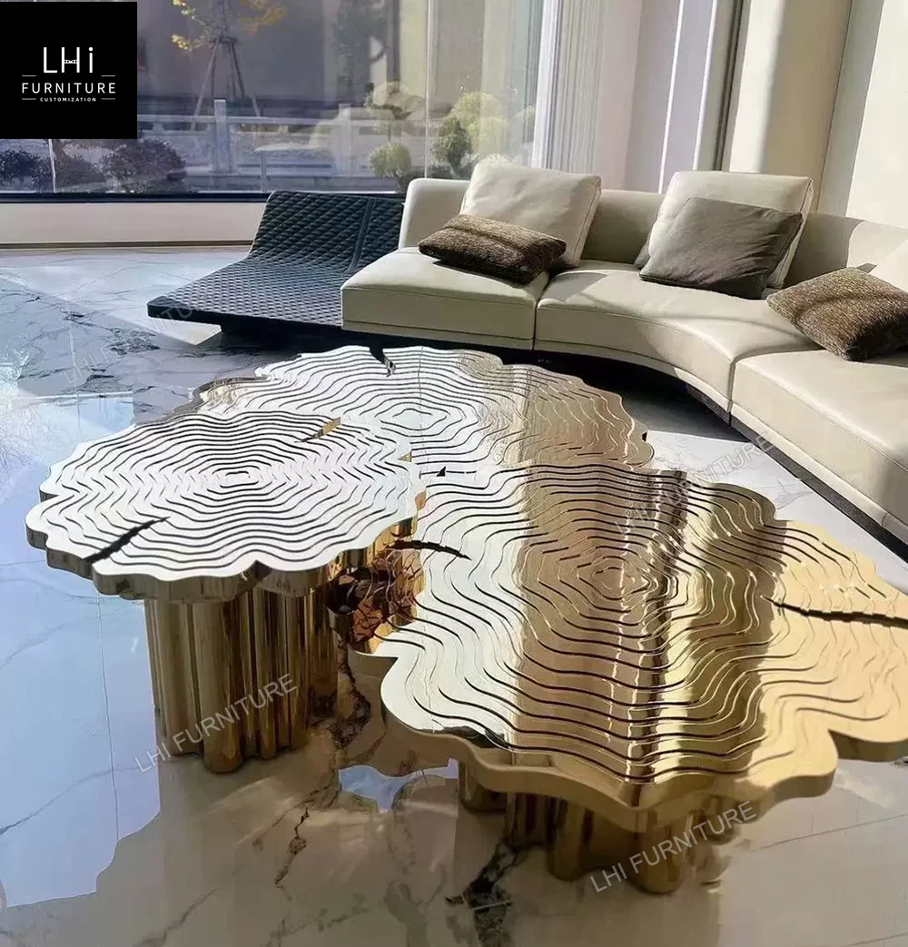 Italian Type Stainless Steel Root Coffee Table Retro FORTUNA PATINA CENTER TABLE Metal Tree Trunk Coffee Table