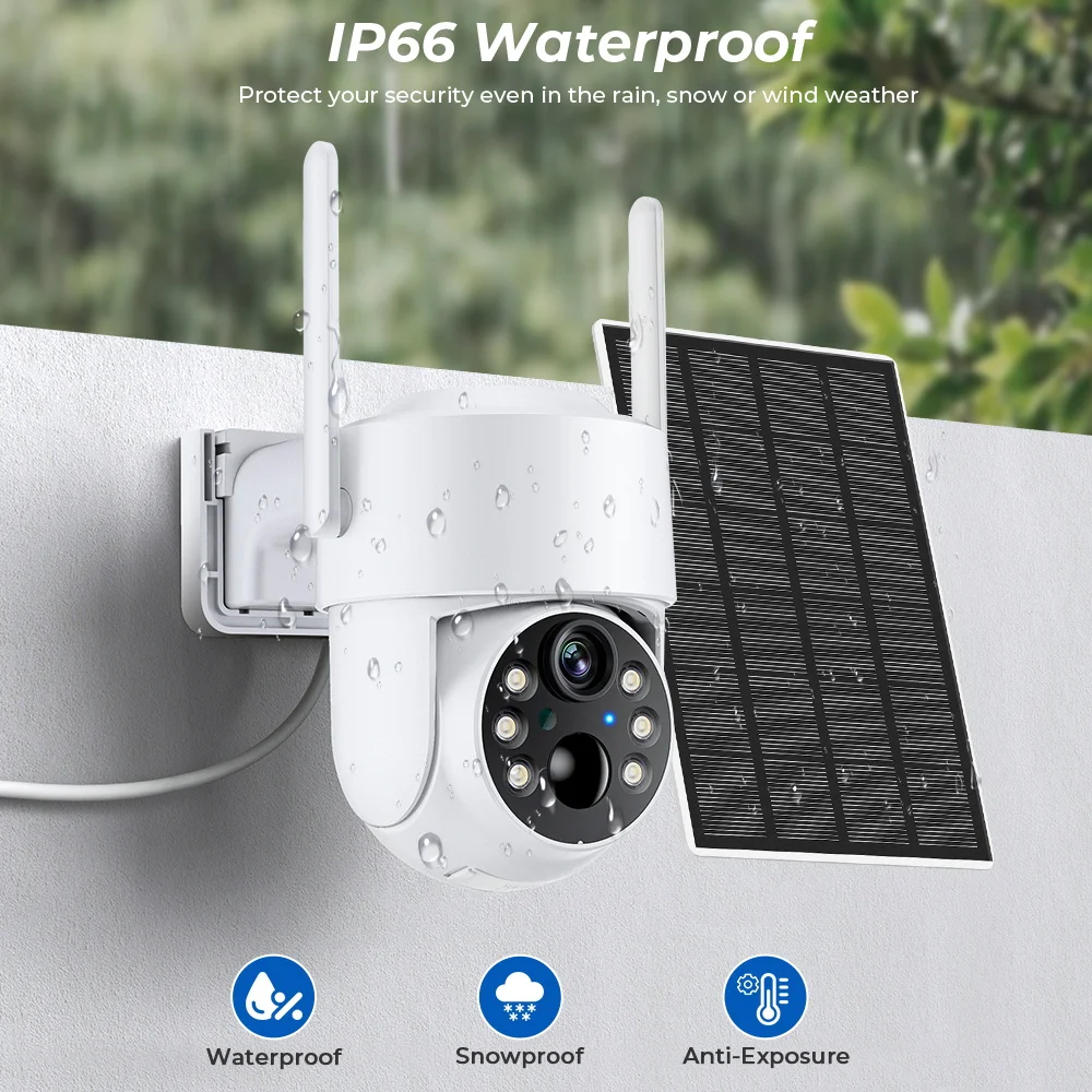 WiFi PTZ Camera Outdoor Wireless Solar IP Camera 4MP HD Built-in Battery Video Surveillance Camera Long Time Standby iCsee APP 4