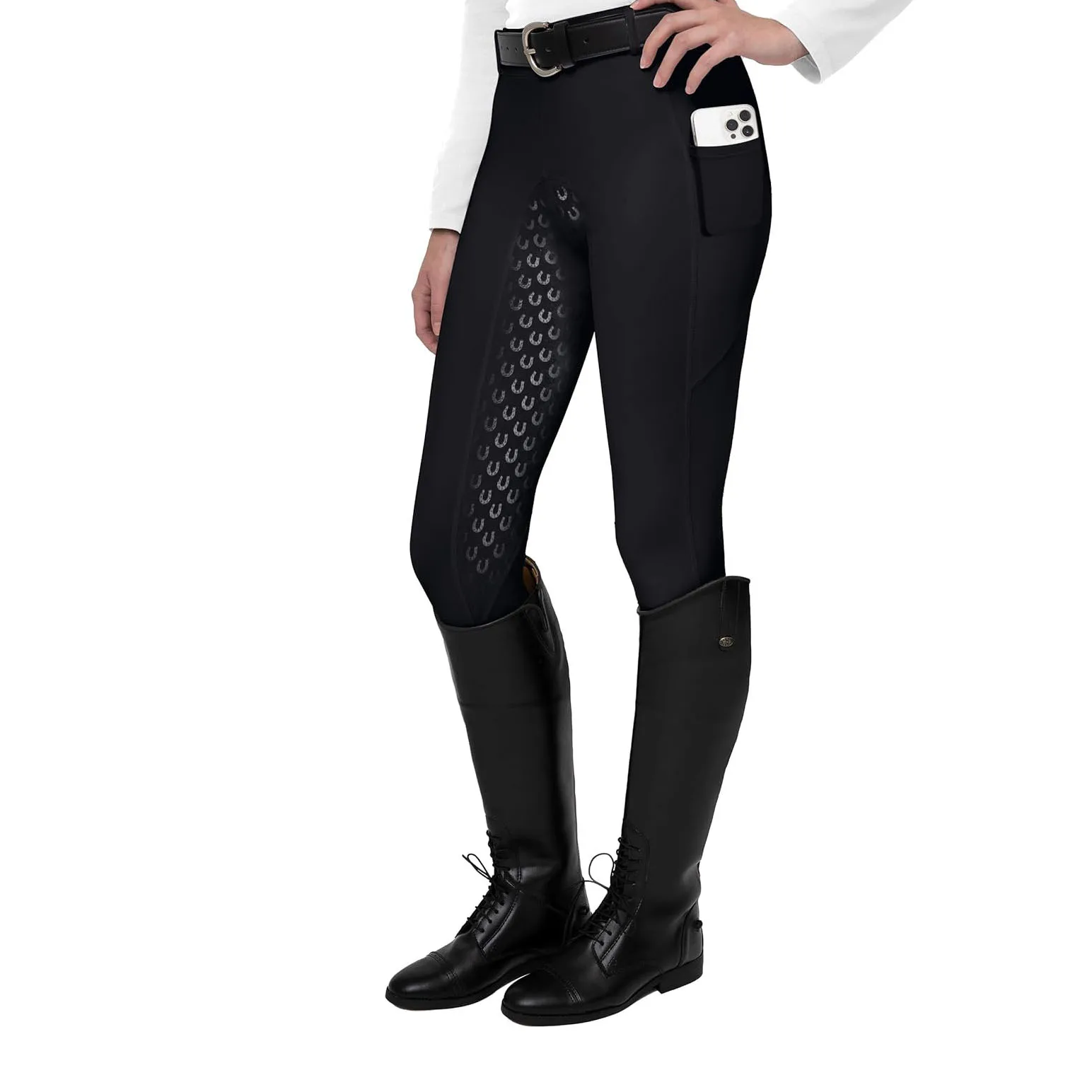 WomensHorseRidingPantswithZipperPocketsEquestrianHorseBackRiderBreechesSilicone