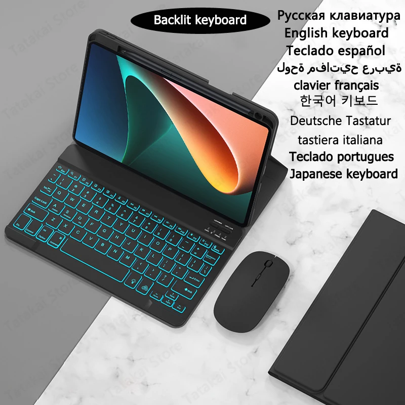 Teclado Retroiluminado Rgb para Xiaomi Pad se Tecido com Suporte para Caneta 11 Case 2023