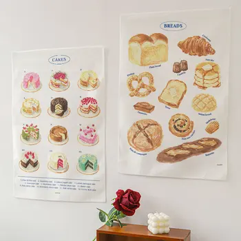 Tapisserie de pain de dessin animé INS, tissu mural suspendu, tapisserie de fond de gâteau d'anniversaire, Kawaii, décor de maison pour chambre d'enfants, esthétique 1