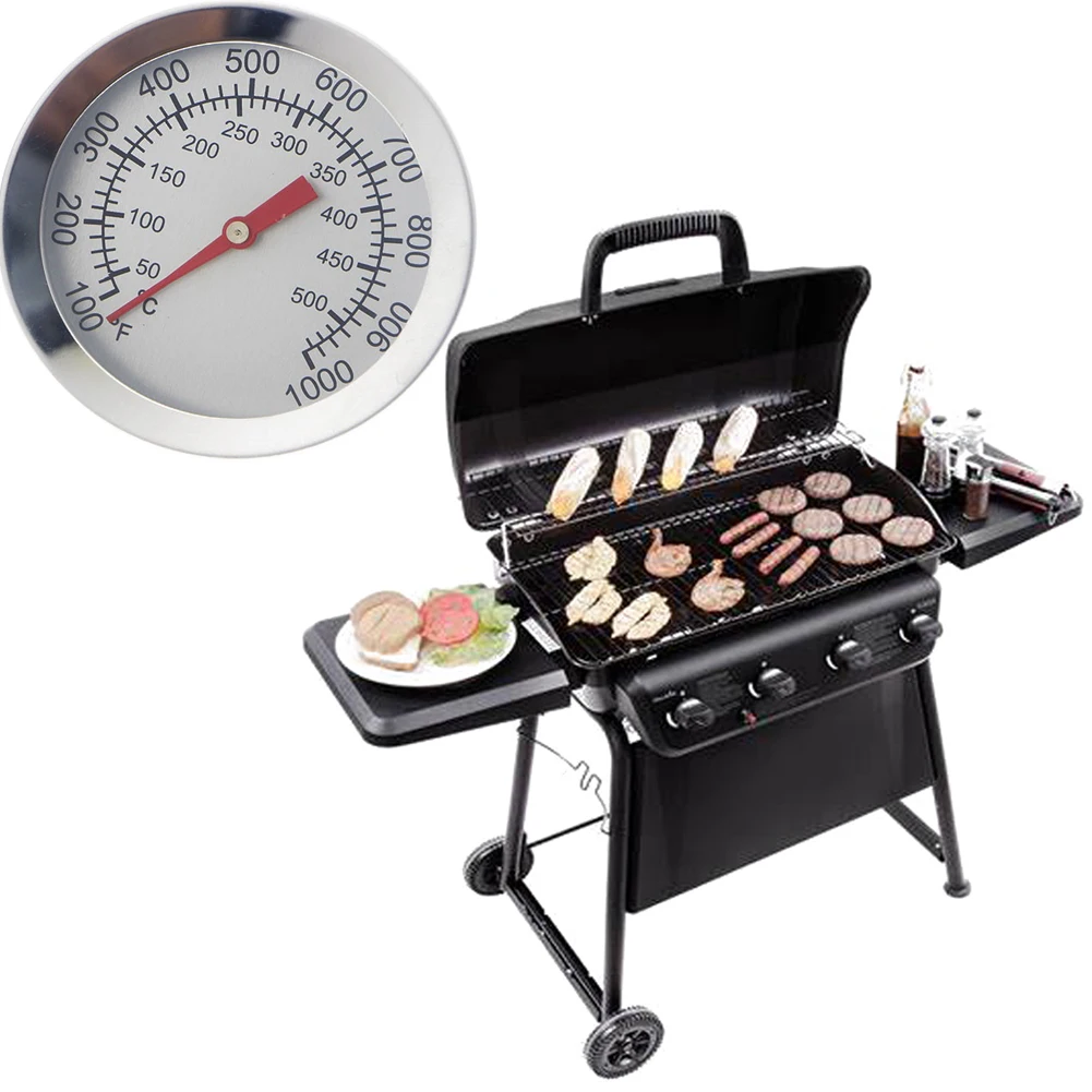Stainless Steel Barbecue Thermometer Dial Display BBQ Grill Temperature Gauge Oven Temperature Meters Kitchen Home Accessories