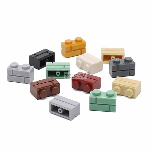 MARUMINE 200PCS MOC Building Blocks Accessories 1x2 Dots Bricks Cube Parts Compatible 98283 Houses Wall Pieces Classic DIY Toys 3