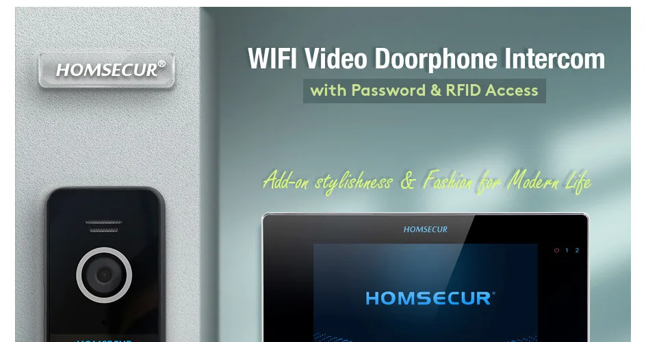 S23455a381e614855805f2db8eba582d7G HOMSECUR 7" 4 Wire Tuya WIFI HD Video Doorphone Entry Intercom Password/Card Doorbell Camera Monitoring Recording Snapshot