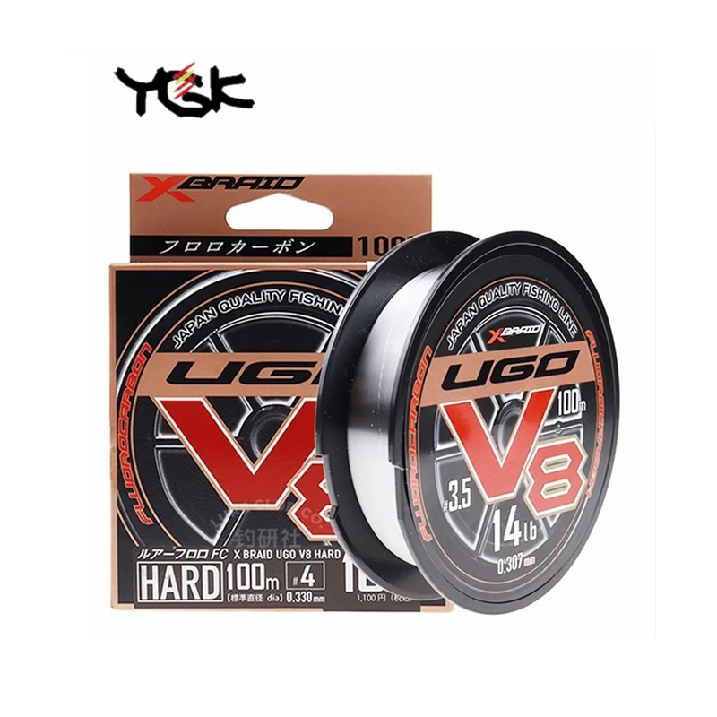 

Original YGK X BRAID UGO V8 HARD 100% FLUROCARBON Fishing Line 100M #1-#5 4LB-20LB Super strength Japan QUALITY fishing lines