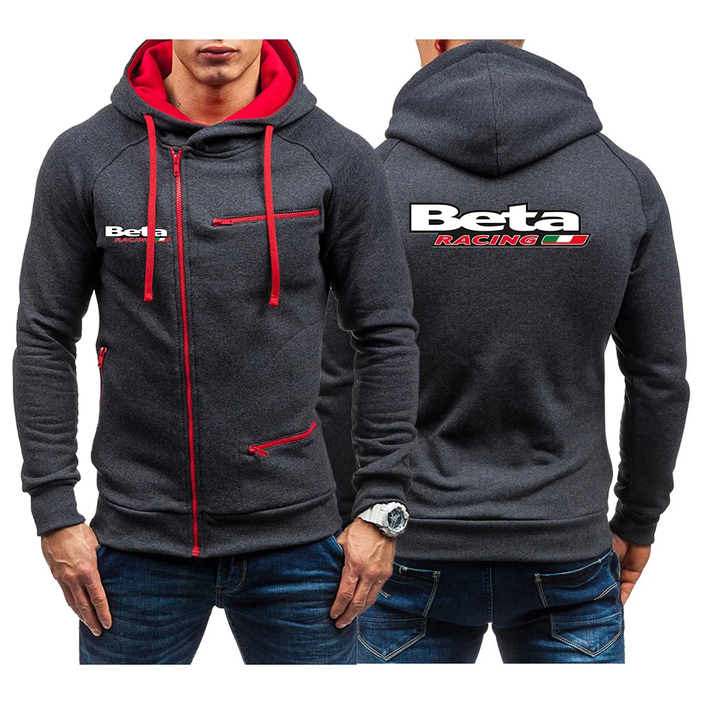 

Beta Racing Motocross 2023 Men's New Diagonal Zipper Hooded Cotton Sweatshirts Long Sleeves Hoodies Casual Jacket Sporting Tops