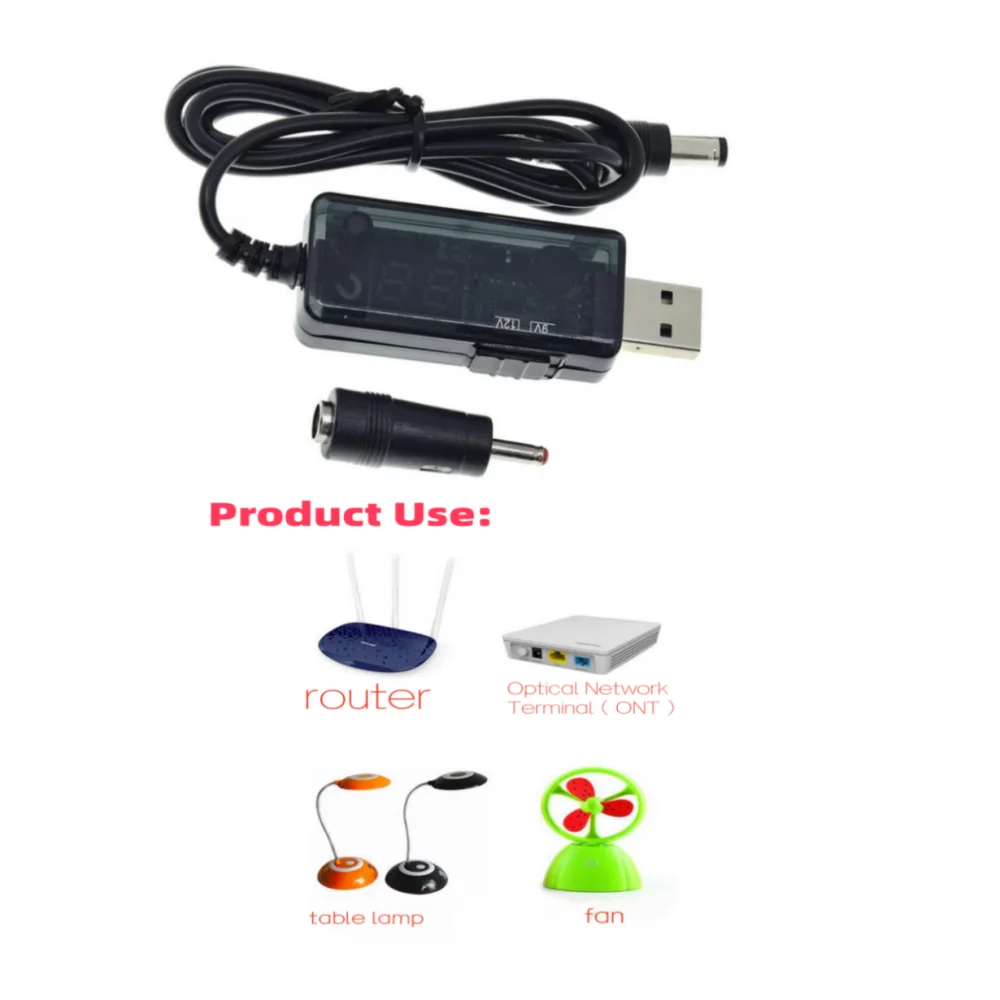 Versatile USB Step-Up Power Converter Cable with 3.5x1.35mm Connector