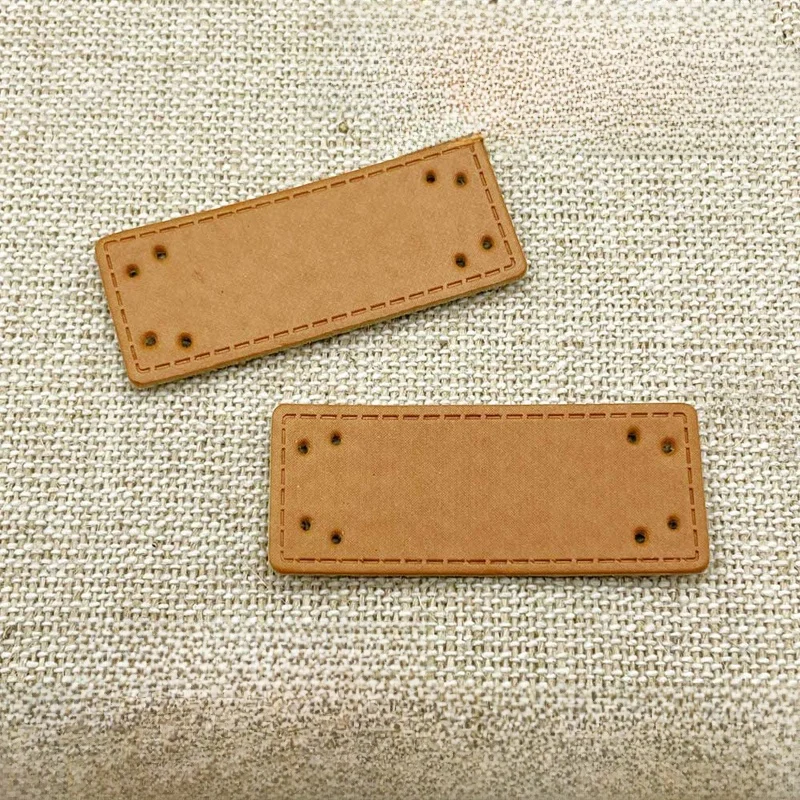 수제 PU 가죽 태그 라인 프레임 2x5cm 가상 라인 박스 (스카프, 모자 장 DIY 핸드메이드 라벨 섬유 액세서리)