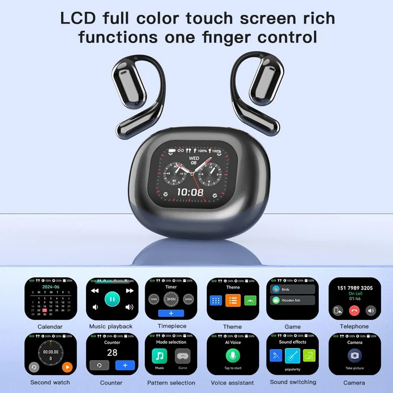 Real Time Translation Earbuds AI Translating Earphone LCD Touch Screen 144 Languages