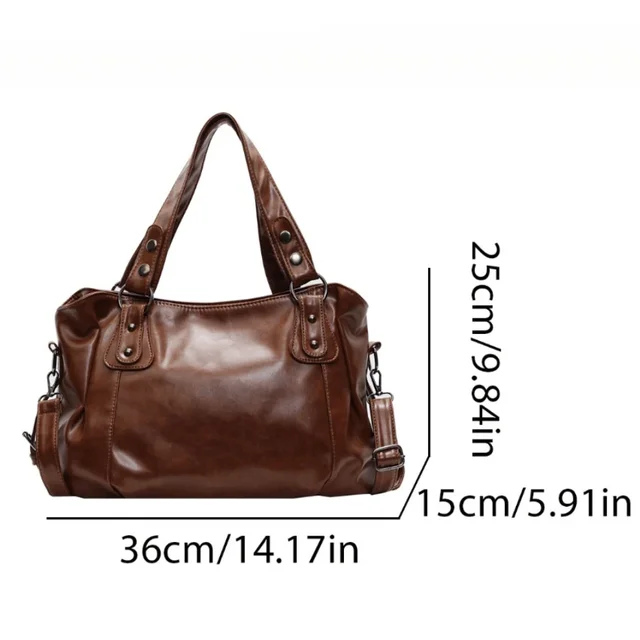 Retro Brand Roomy Shoulder Bag Female Luxury Solid Color Classic Crossbody Bag Large Capacity Style Soft PU Leather Tote Bag 4