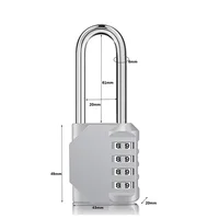 Комбинированный навесной замок для улицы, 4-значная длинная дужка, водонепроницаемый навесной замок с паролем, замок для школьного шкафчика, шкафчика для спортзала, забора, ворота — изображение 2