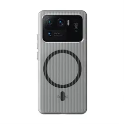 Magnetic Matte Transparent Corrugated Phone Case - Lightweight, Dustproof, Non - Slip Bumper for Xiaomi Mi 11 Ultra (Magnetic Black)