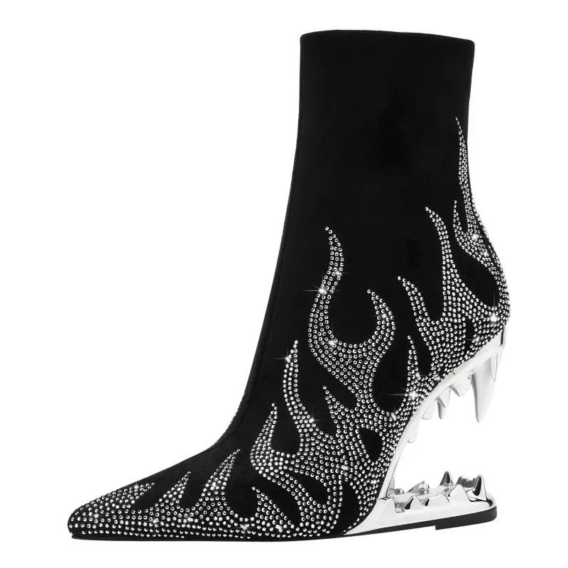 European and American Knee-length Thigh Women's Boots Fashion Pointed Side Zipper Teeth High Heels Show Patent Leather Boots women high heel boots