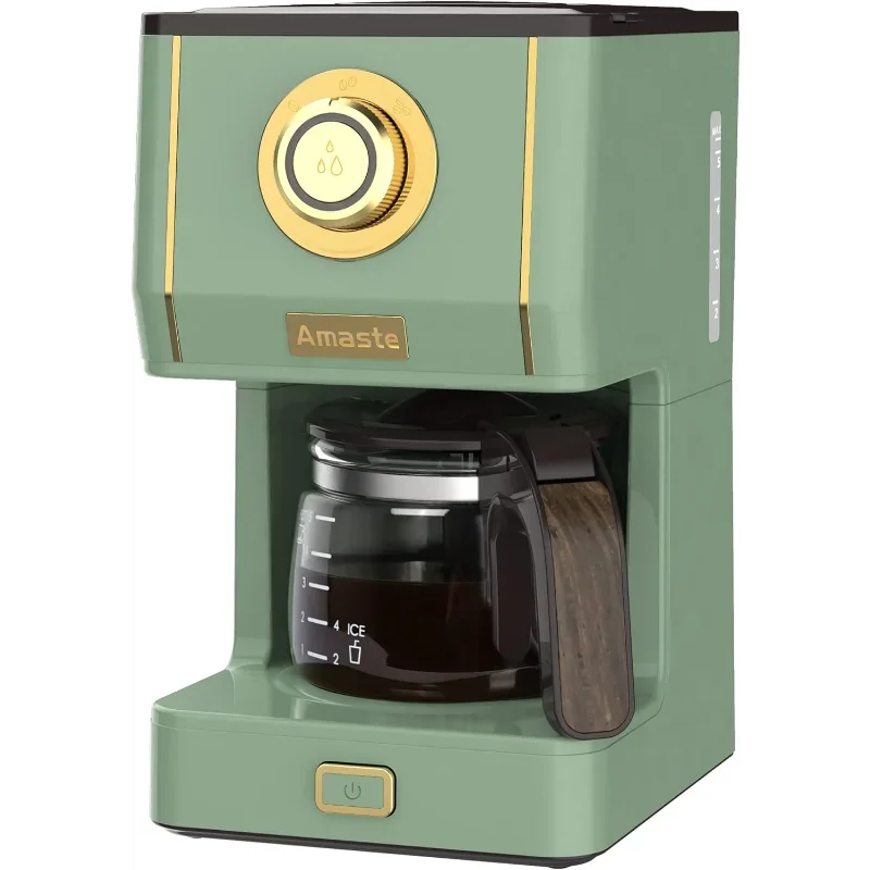 

Amaste Drip Coffee Machine with 25 Oz Glass Pot, Retro Style Maker with Reusable Coffee Filter & Three Brewing Modes
