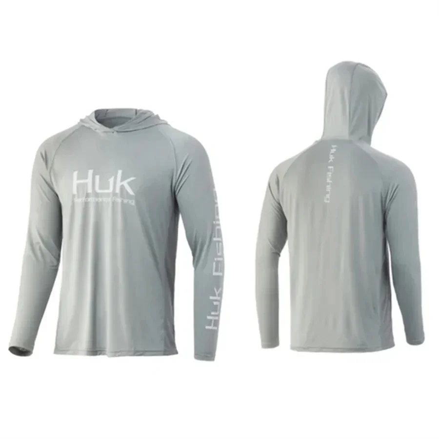 Fishing Shirt HUK With Hat Long Sleeve Sun UV UPF50 Summer Quick Dry Top Lightweight Men Fishing Clothes Sports Hunting Camping 1