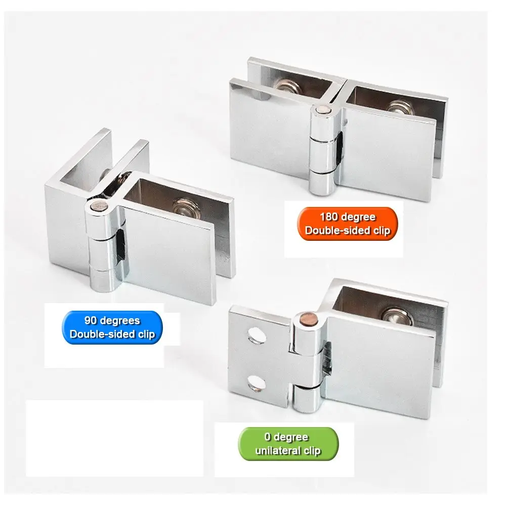 Zinc 90 180 Degree Furniture Cupboard Glass Clamp Cabinet Hinge Door Hinge Bilateral Clip