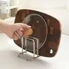 304 Stainless Steel Cutting Board Stand 2 Slots Partition Tray Storage Rack for Placing Cutting Board Pot Lid Baking Tray 1