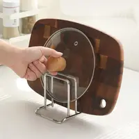 304 Stainless Steel Cutting Board Stand 2 Slots Partition Tray Storage Rack for Placing Cutting Board Pot Lid Baking Tray 1